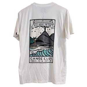 PrAna Canoe Club Kona HI Graphic‎ T-Shirt Rise Above Tide Short Sleeve White M